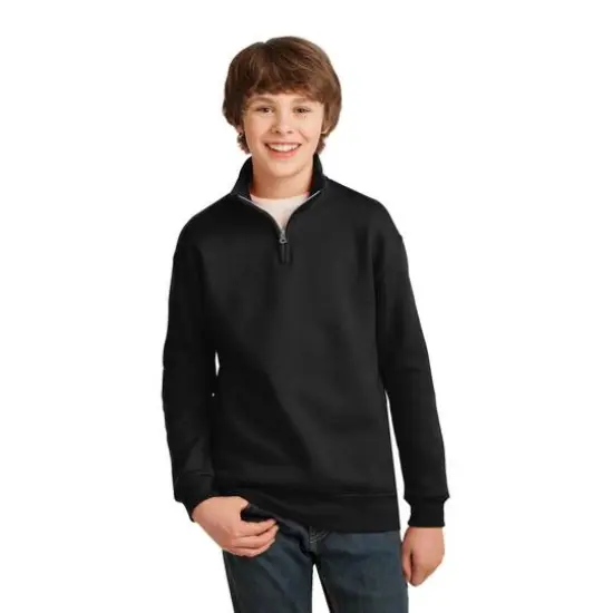 JERZEES® NuBlend® 1/4 Zip Cadet Collar Youth Sweatshirt Black {4}