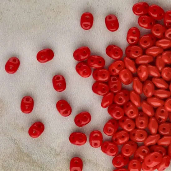 Superduo Two-Hole Czech Glass Beads Opal Red Solid {3}