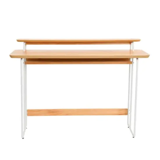 Hello Honey&reg; Pacifica Mid-Century Modern Computer Desk White/Cinnamon {8}