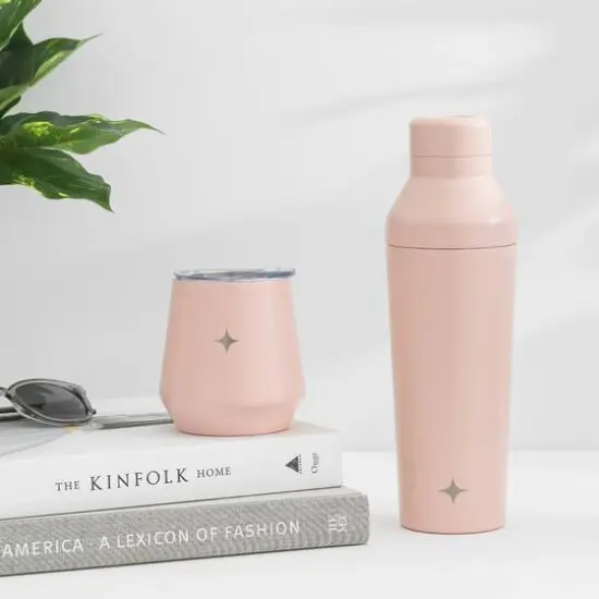 JoyJolt&reg; 12oz. Vacuum Insulated Stemless Wine Tumbler with Lid Pink {4}