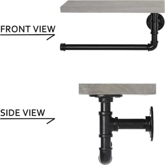 Paper Towel Holder with Shelf Industrial Pipe Gray Green {6}