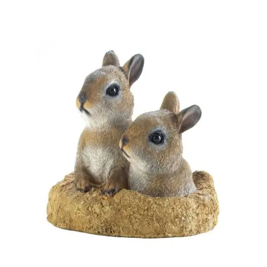 6.5" Peek-A-Boo Garden Bunnies Statue {1}