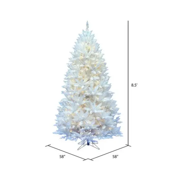 8.5ft. Pre-Lit Sparkle White Spruce Artificial Christmas Tree, Pure White LED Lights {5}