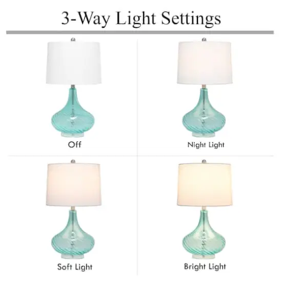 Lalia Home Classix 24" Blue Wavy Colored Glass Table Lamp {13}