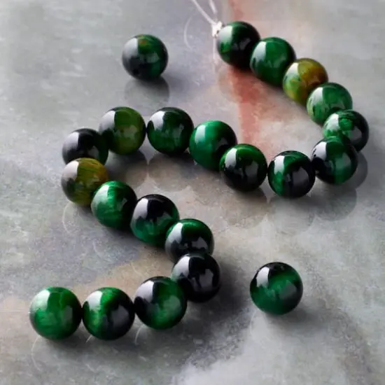 Dark Green Dyed Tiger's Eye Round Beads, 8mm by Bead Landing&trade; {3}