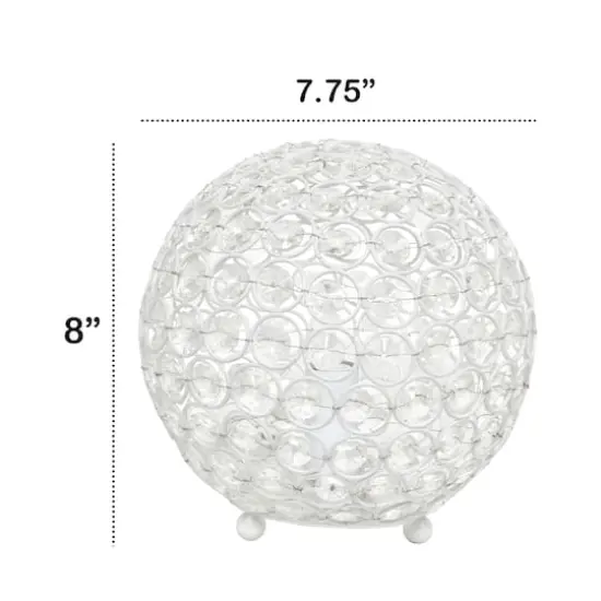 Lalia Home 8" Medium Metal Crystal Round Orb Table Lamp White {4}