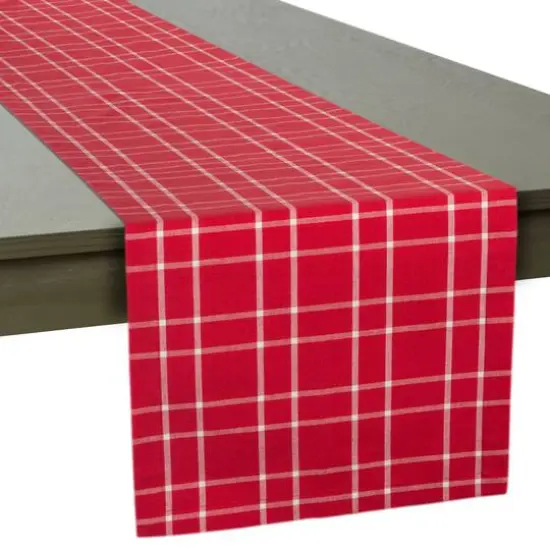 DII&reg; 108" Holly Berry Plaid Table Runner {5}