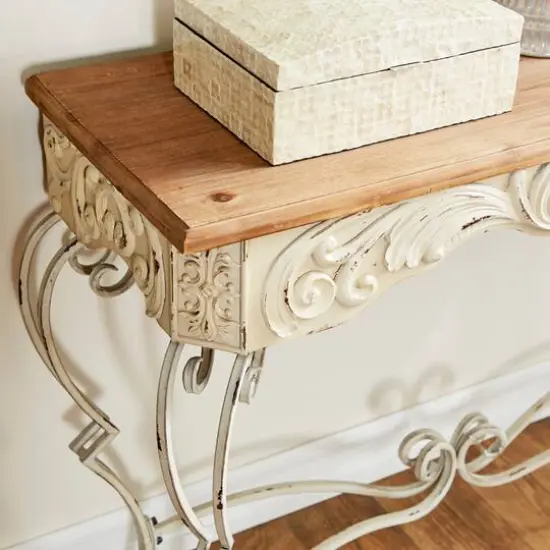 White Farmhouse Metal Console Table, 32" x 42" {4}