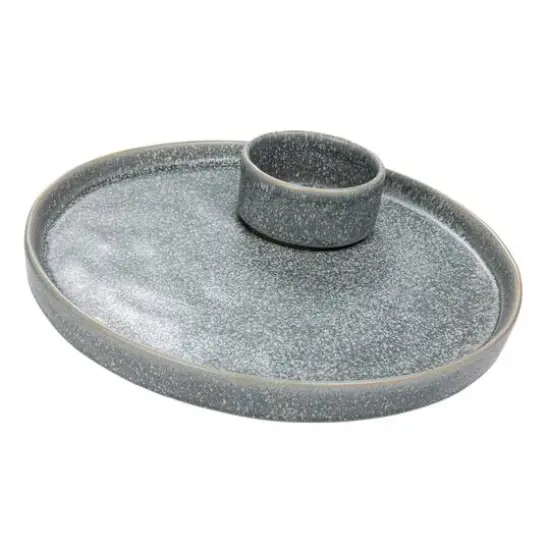 Hello Honey® Matte Gray Stoneware Serving Plate with Dish Set {1}