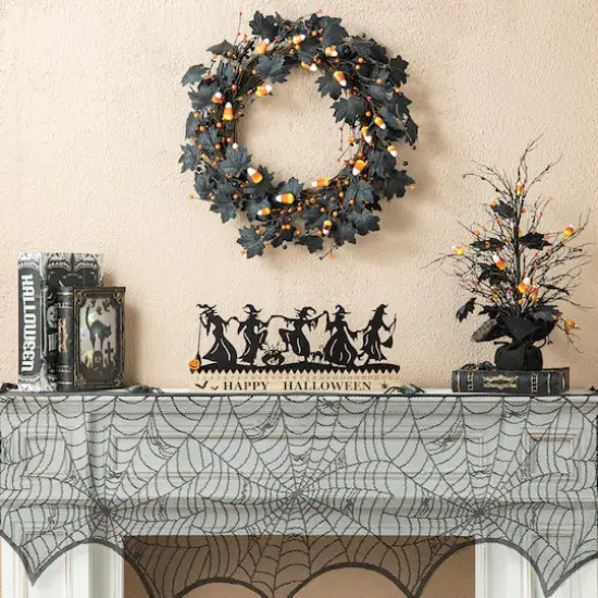 Glitzhome&reg; 18" Halloween Dancing Witch Silhouette Countdown Table Sign {3}