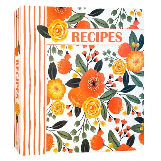 Steel Mill & Co.&reg; 1.75" Orange Floral Recipe Binder {3}