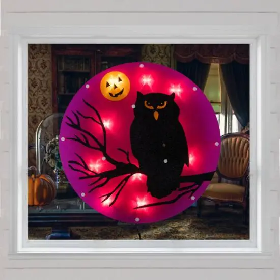 Lighted Owl Halloween Window Silhouette {3}