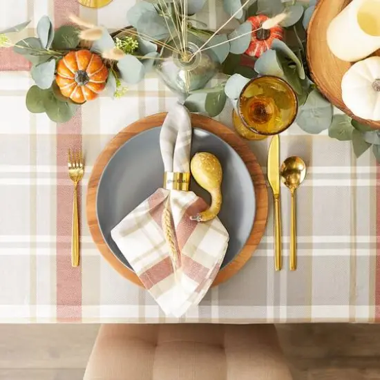 DII&reg; 120" Plaid Thanksgiving Cozy Picnic Tablecloth {6}