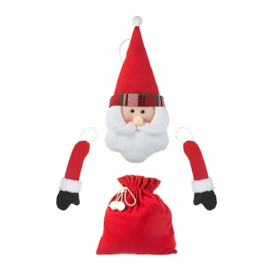 Glitzhome&reg; 20" Jumbo Christmas Fabric Santa Ornament Set {6}