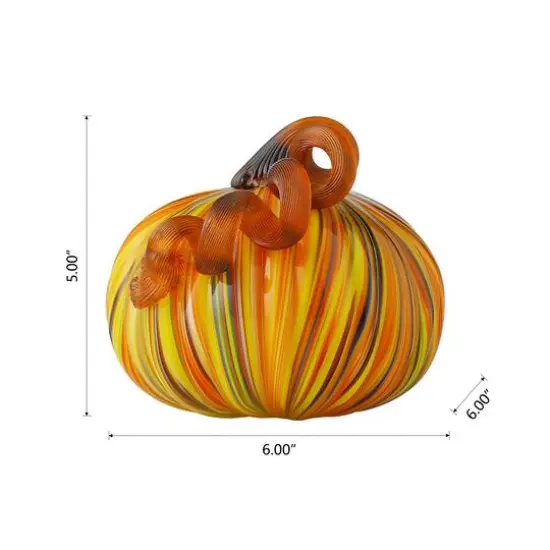 Glitzhome&reg; Short Glass Pumpkin, Multicolor Stripes {17}
