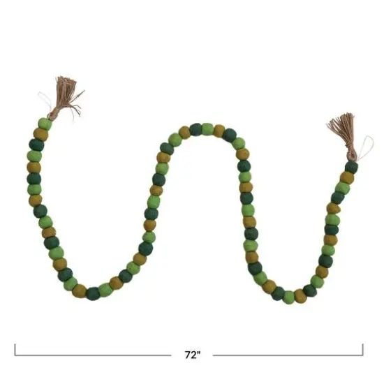 Hello Honey&reg; 6ft. Green Handmade Wool Felt Balls with Jute Tassels Garland {5}