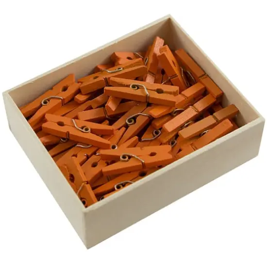 JAM Paper 1.125" Wood Clip Clothespins, 100ct. Orange {1}