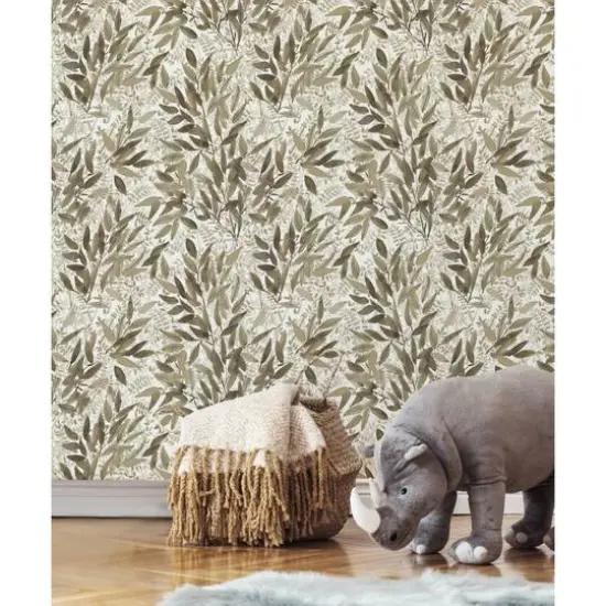 RoomMates Watercolor Leaves Peel & Stick Wallpaper Taupe/White {4}