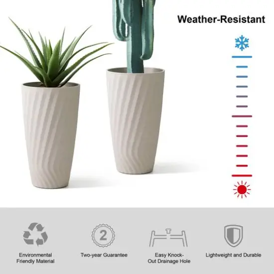 Glitzhome&reg; 24" Sand Beige Faux Terrazzo Wave Textured Ceramic Planters, 2ct. {8}