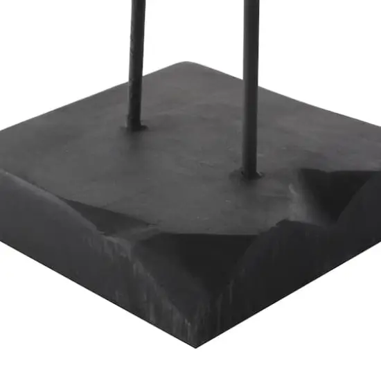 32" Black Teak Wood 3-Link Chain Sculpture with Stand {5}