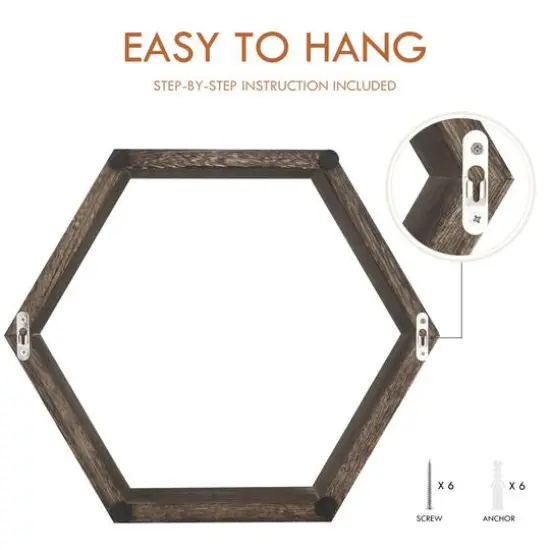 Rustic Dark Brown Floating Shelf Set {4}