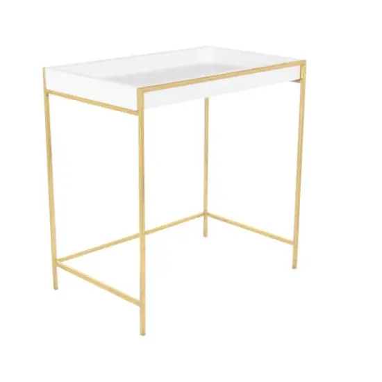 Set of 2 Gold Metal Contemporary Console Table, 22", 20" {3}
