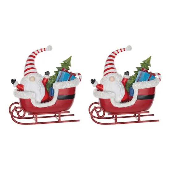 8" Santa Gnome in Sleigh Figurine, 2ct. {1}