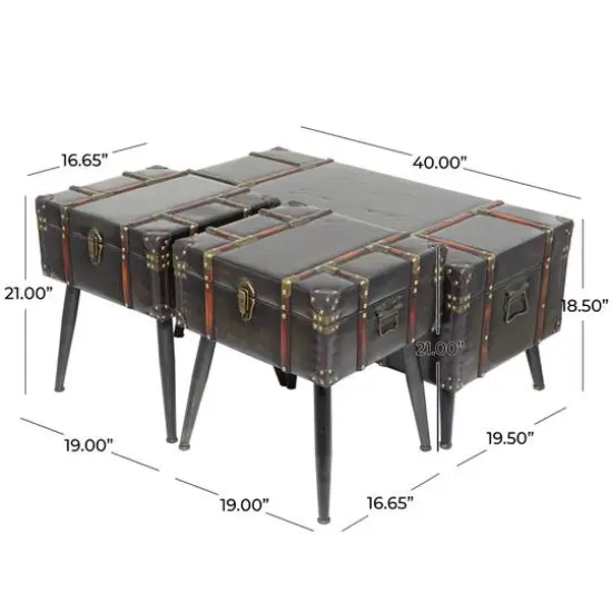 Black Faux Leather Studded Coffee Table Set {13}