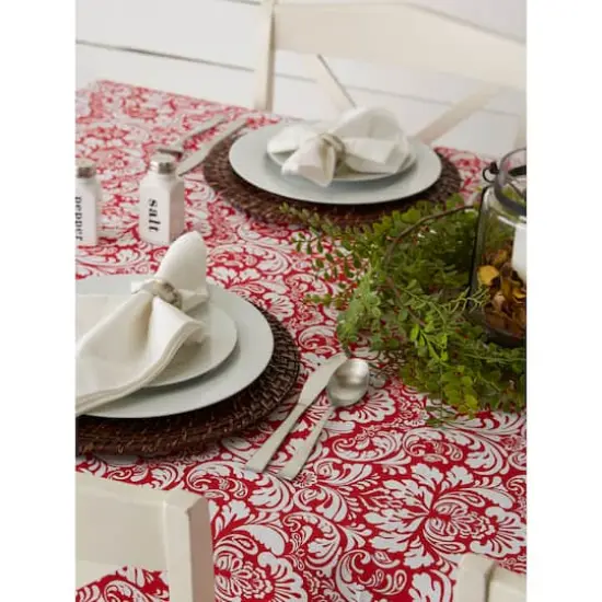 Tango Red Damask Tablecloth 60" x 84" {6}