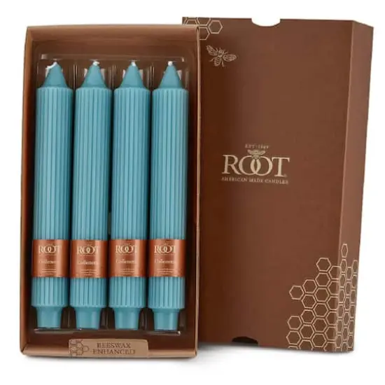 Root Candles 9" Unscented Grecian Collenette Taper Candles, 4ct. Sky {1}
