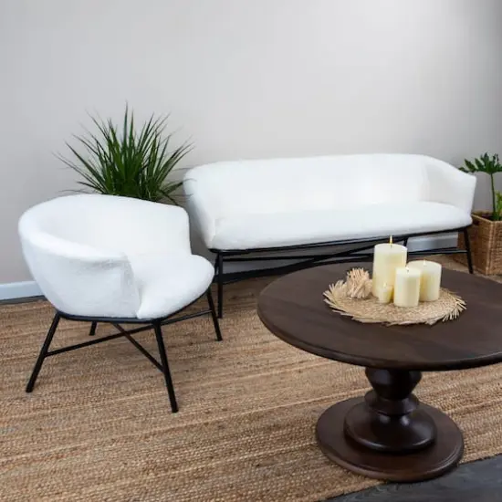 Hello Honey&reg; Bowery Boucle Upholstered Accent Arm Chair White {3}