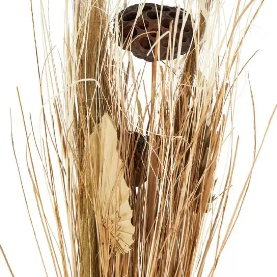 3.4ft. Brown Dried Plant Pampas Grass Natural Foliage with Fan Palm Leaves {4}