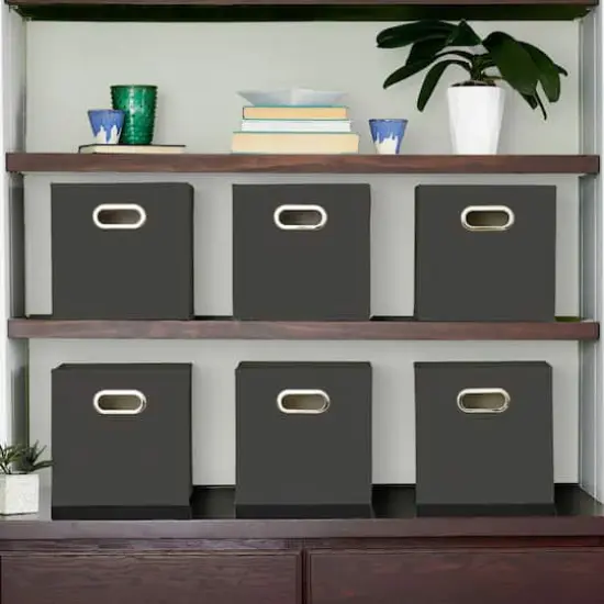 6 Pack Household Essentials 11" Fabric Storage Bins Coblestone {3}