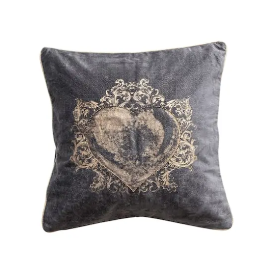 Hello Honey&reg; 18" Navy & Gold Velvet Printed Sacred Heart Accent Pillow {1}