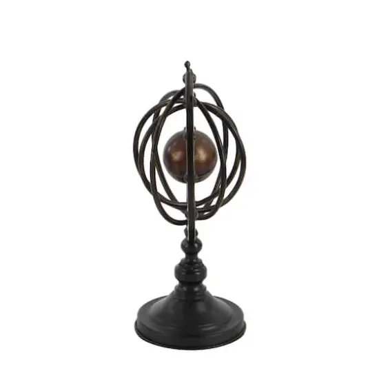 17" Brown Metal Industrial Armillary Sphere Sculpture {5}
