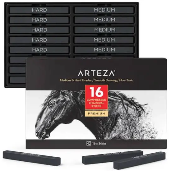 Arteza&reg; Medium & Hard Grade Compressed Charcoal Set {1}