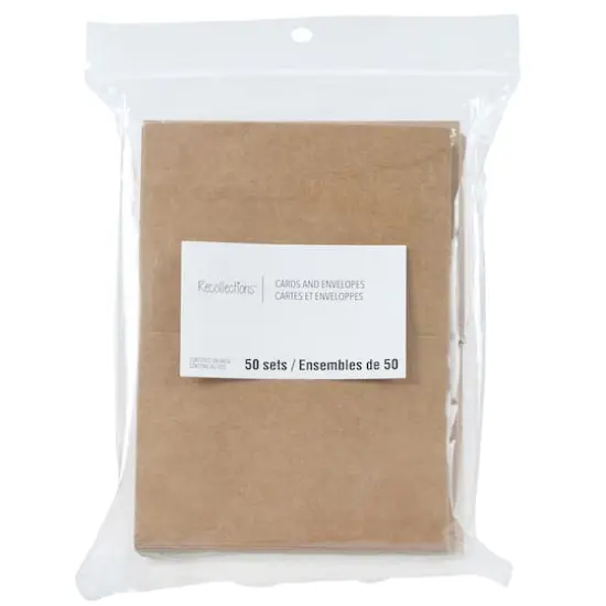 Folded Cards & Envelopes by Recollections&trade;, 3.5" x 4.87" Kraft {1}