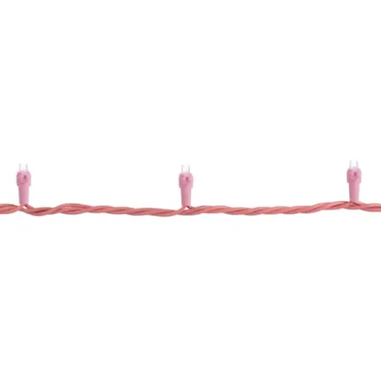 100ct Pure White LED Wide Angle Valentine's Day Lights 33ft Pink Wire {9}