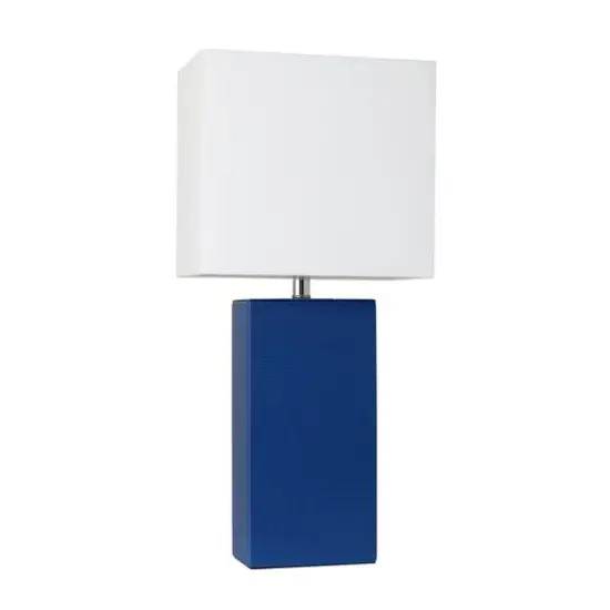Lalia Home Lexington 21" Leather Home Décor Table Lamp Blue {1}