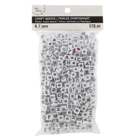 White Alphabet Cube Crafting Beads, 6.7mm by Bead Landing&trade; {4}