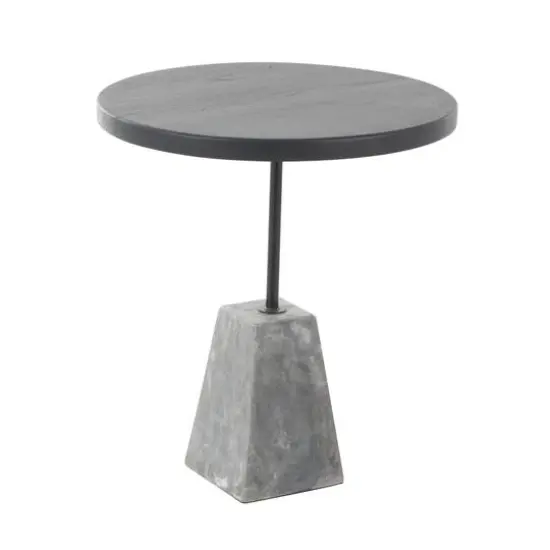 22.5" Black & Gray Wood Accent Table with Marble Pyramid Base {7}