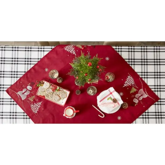 DII&reg; 40" Embroidered Snowman Table Topper {11}