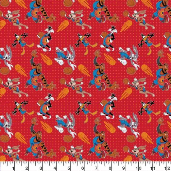Space Jam Players Tonal Red Precut Cotton Fabric {3}