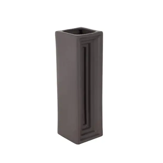 15" Black Rectangular Ceramic Vase {4}