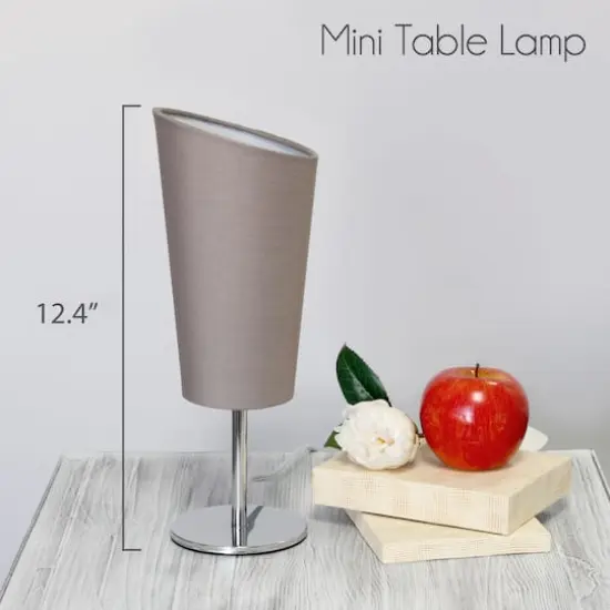 Simple Designs™ 12.5" Mini Chrome Table Lamp with Angled Fabric Shade Gray {5}