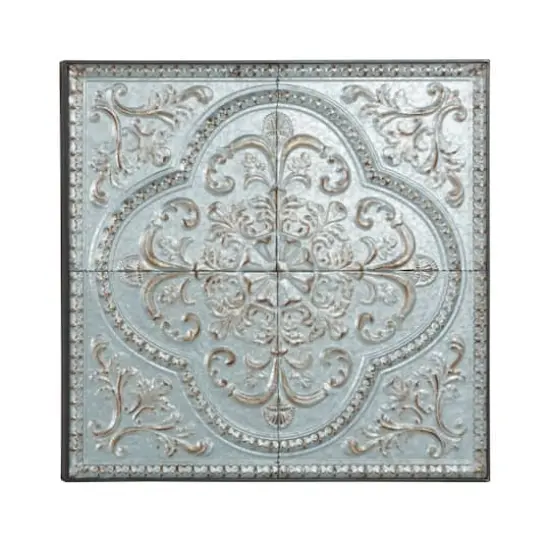 36" Gray Metal Rustic Floral Wall D&eacute;cor {3}