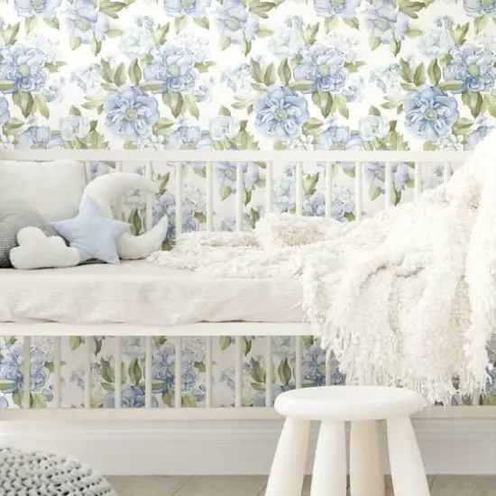 RoomMates Watercolor Floral Bouquet Peel & Stick Wallpaper Blue {4}