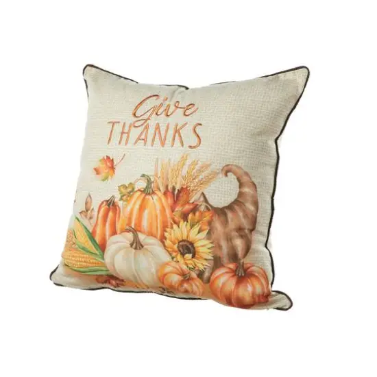 Glitzhome&reg; 18" Thanksgiving Embroidered Pillow {8}