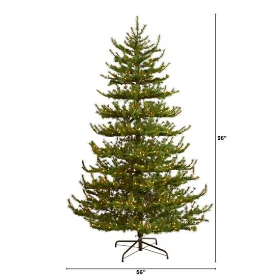 8ft. Pre-Lit Vancouver Mountain Pine Artificial Christmas Tree, Clear Lights {8}