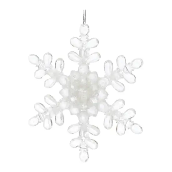 5.25" Clear Snowflake Acrylic Ornament Set {4}